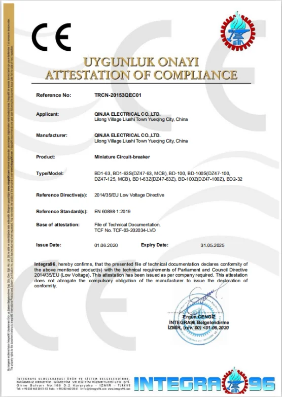 DZ47 63 6KA Miniature Circuit Breaker Product Qualification