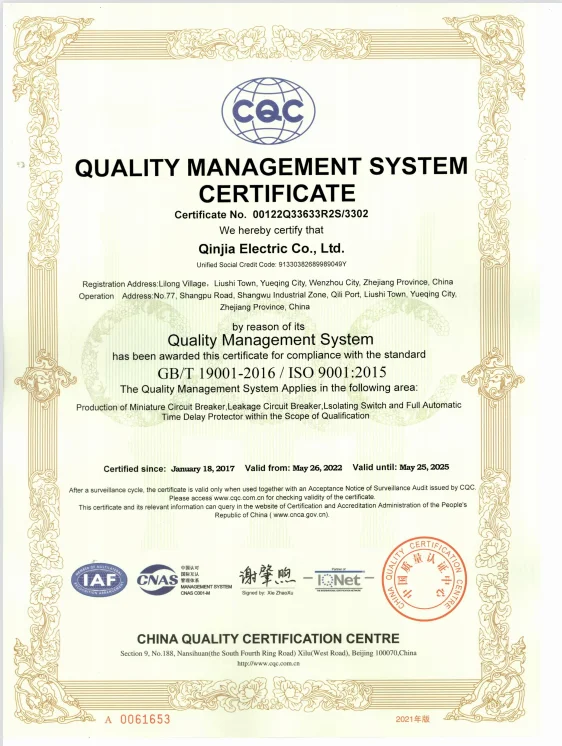 DZ47 63 6KA Miniature Circuit Breaker Product Qualification 1