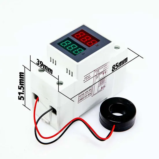 Voltmeter and Current Panel with LED Display and Transformer DIN Rail AC 80 300 (4)