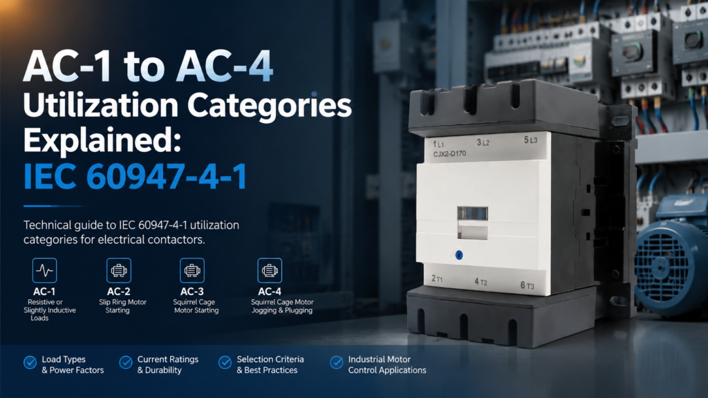 AC-1 to AC-4 utilization categories for contactors per IEC 60947-4-1