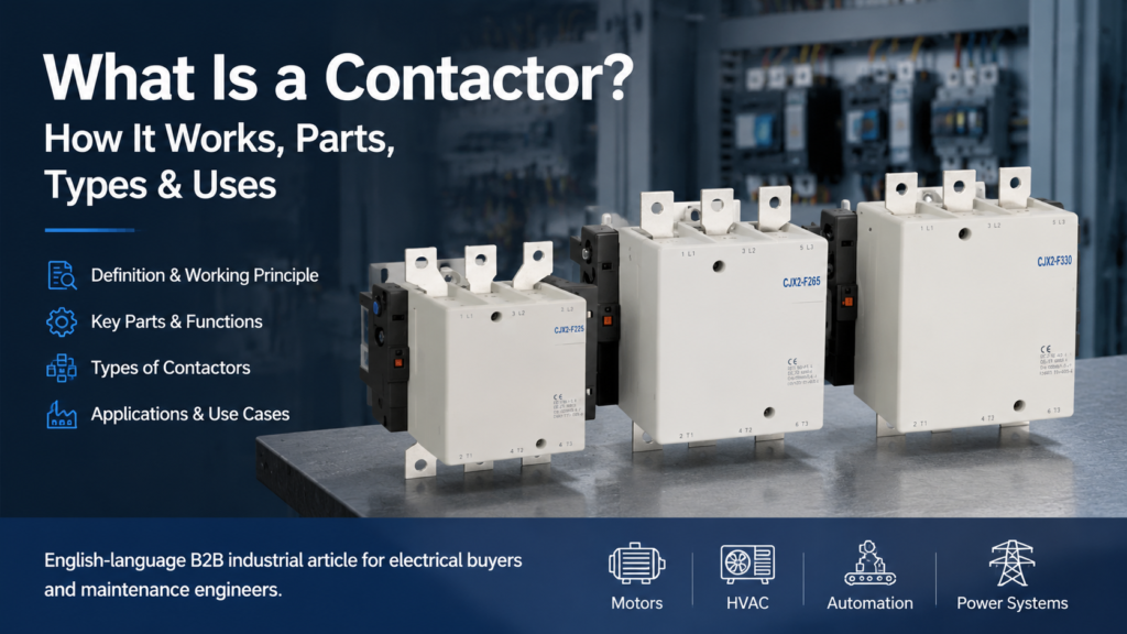 What Is a Contactor cover image showing an industrial AC contactor on a clean background