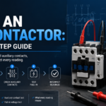 How to test an AC contactor cover image showing a technician checking an industrial AC contactor with a multimeter