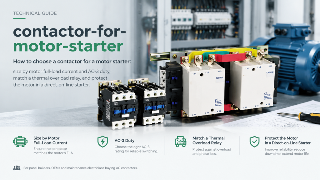 AC contactor used in a motor starter with overload relay protection