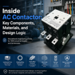 Inside AC contactor cover image showing an industrial AC contactor with internal parts and materials
