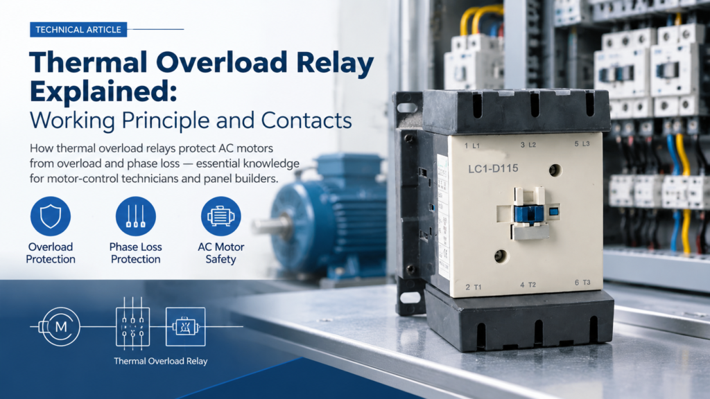 Thermal overload relay working principle and contacts - motor protection guide