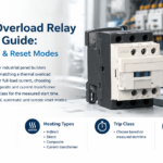 Thermal overload relay selection guide cover showing an industrial overload relay mounted on a contactor