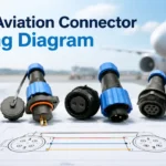 4 pin aviation connector wiring diagram with pinout, shield and grounding conventions