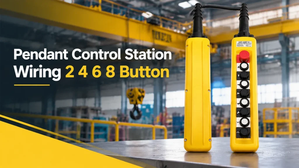 Pendant control station wiring layouts for 2, 4, 6 and 8 button stations