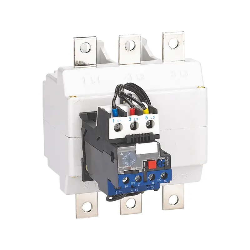 CR2-53 thermal overload relay, 80-200 A three-phase overload relay with 1NO+1NC auxiliary contact and independent mounting on a motor starter panel